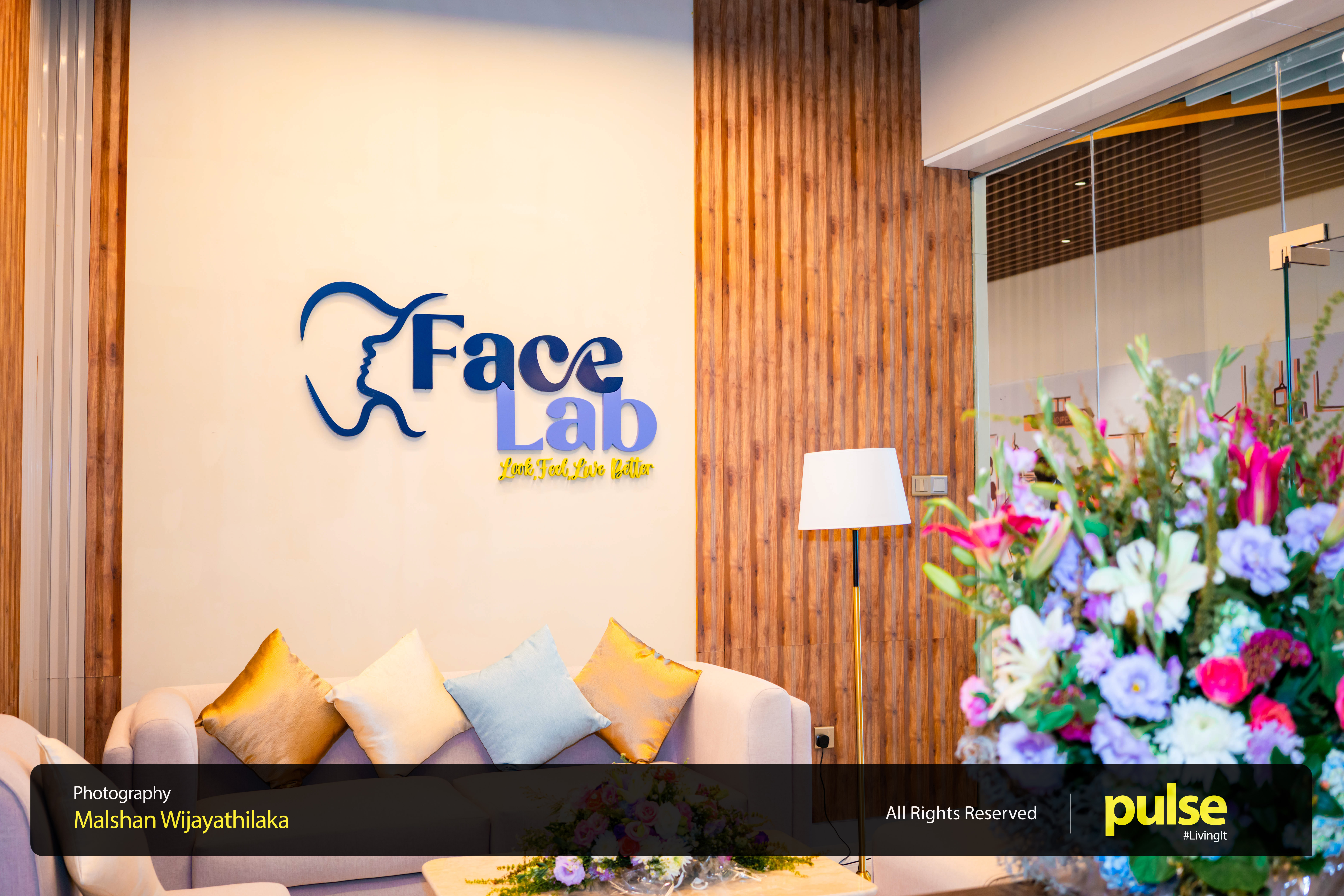 Reception lounge at FaceLab — Level 8 of The Shoppes at City of Dreams, Colombo